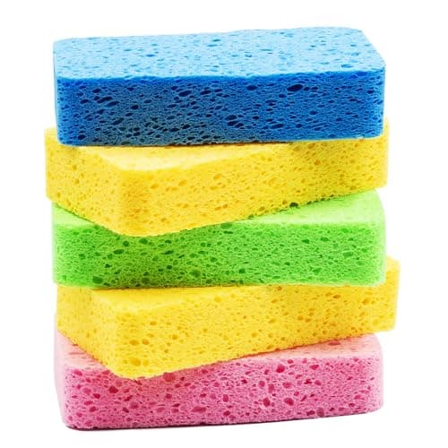 Image of Temede Large Cellulose Sponges, Kitchen Sponges for Dish, 1.2" Thick Heavy Duty Scrub Sponges, Non-Scratch Dish Scrubber Sponge for Household, Cookware, Bathroom, Compressed Packaging 5pcs