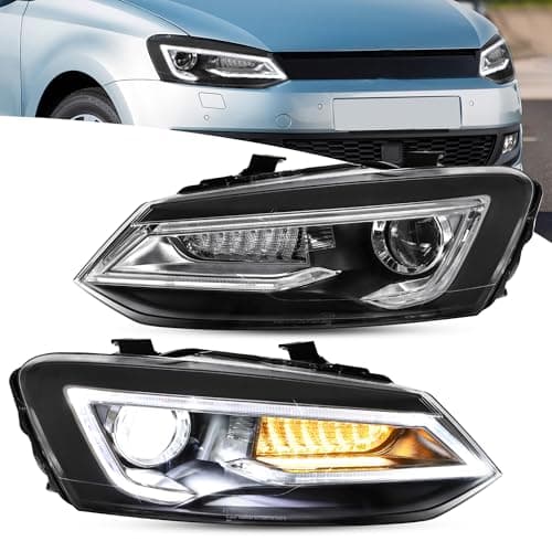 Image of VLAND Front headlights compatible with Polo MK5 6R 6C 2009-2017 [not for GTI/R/1.6 6R], w/Sequential indicator, Not include bulbs for headlamp, for RHD