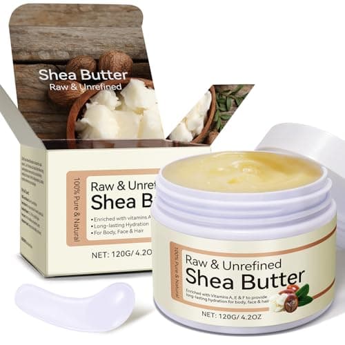 Image of 100% Organic Shea Butter 120g for Body, Face & Hair, Raw & Unrefined Shea Butters Pure Shea Butter with vitamins A, E & F, Deeply Nourishes, Body Butte, Moisturiser Cream Lotion for All Skin Hair Type