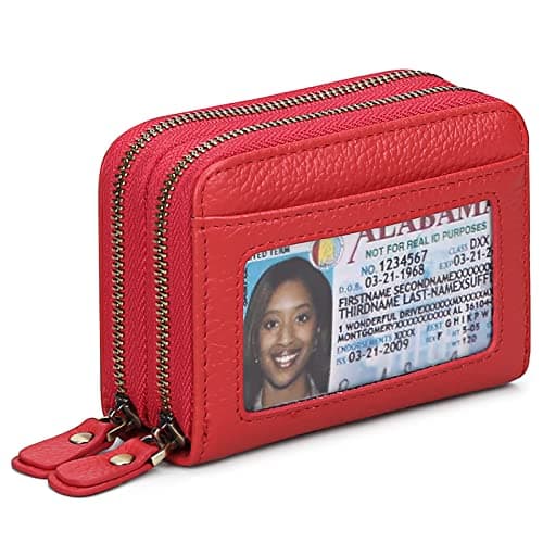 Image of GAEKEAO Womens Credit Card Holder Wallet Genuine Leather Card Case RFID Blocking Small Blocked Purses for Women with Zipper Coin Purse