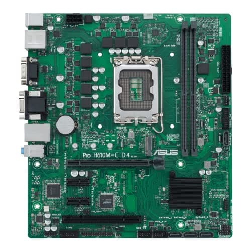 Image of Asus PRO H610M-C D4-CSM - Corporate Stable Model, Intel H610, 1700, Micro ATX, 2 DDR4, VGA, HDMI, DP, PCIe4, 1x M.2