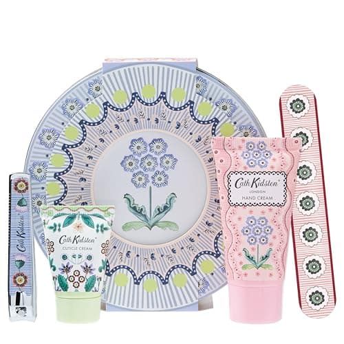 Image of Cath Kidston Hand Cream 30ml, Cuticle Cream 15ml, Emery Board and Nail Clippers, Reusable Manicure Tin, Shea Butter, Vitamin E, Travel Size, Vegan and Cruelty Friendly, Gift For Mum, Beauty Self-Care