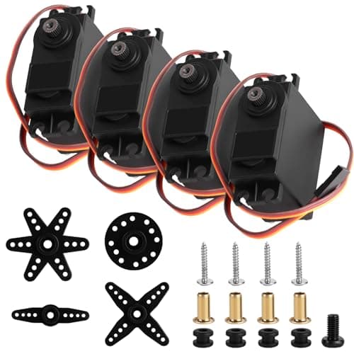 Image of HOTUT 4 Pcs Digital Servo Motor Kit, Metal Gear High Speed Torque Digital Servo Motor, Steering ServoMotor, 13kg 180° RC Micro ServoMotor for RC 1/8 1/10 Helicopter Airplane Car Boat Robot Controls