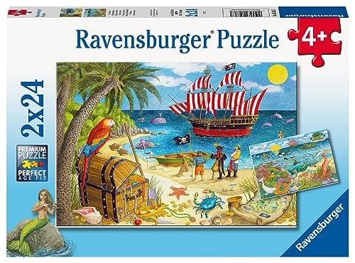 Image of Ravensburger Pirate & Mermaids Jigsaw Puzzles for Kids Age 3 Years Up - Toddler Toys - 2x 24 Pieces