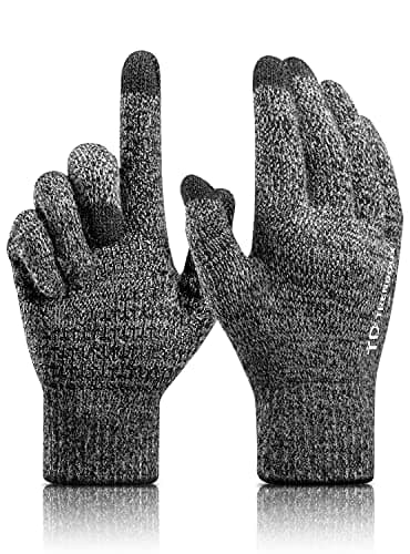 Image of TRENDOUX Touch Screen Gloves, Thermal Glove Men Unisex - Anti-Slip Grip - Elastic Cuff - Warm Lining - Knitted Stretchy Material - Thermal Glove for Outdoor Driving Typing Smartphone - Black Gray - L