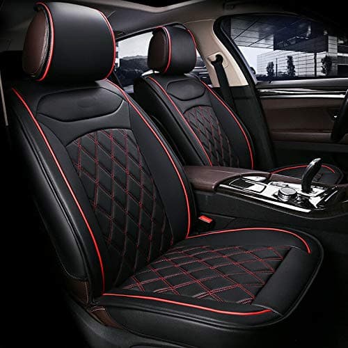 Image of AB1 flexzon Universal Quality Deluxe Black PU Leather Front Car Seat Covers Padded Cushions