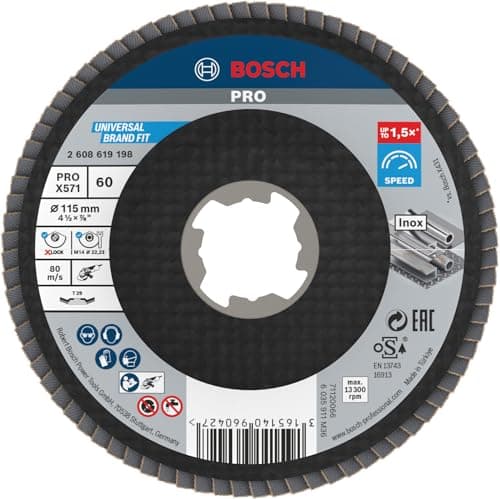 Image of Bosch Professional 1x Angled Flap Disc Best (for Metal, X-LOCK, X571, Diameter 115 mm, Grit Size K60, Accessories for Angle Grinders)