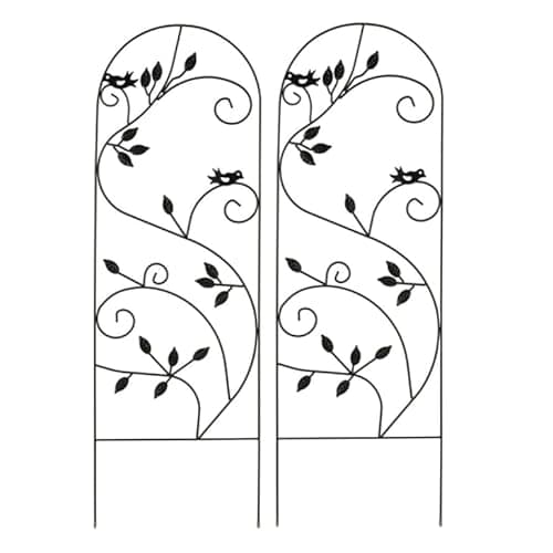 Image of Garden Gear 1.2 Metre Metal Plant Support, Decorative Bird Design for Borders, Flowerbeds, Plant Pots & Pathways (2 x Leaves)