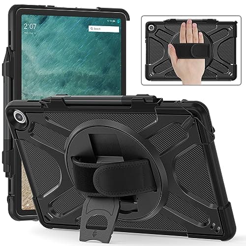 Image of FONREST for Amazon Fire Max 11(13th Generation, 2023) Rugged Kickstand Case w/Stylus Holder, Portable Hybrid Shock-Proof Armor Cover w/ 360° Rotatable Swivel Handle, Compatible with Keyboard-Black