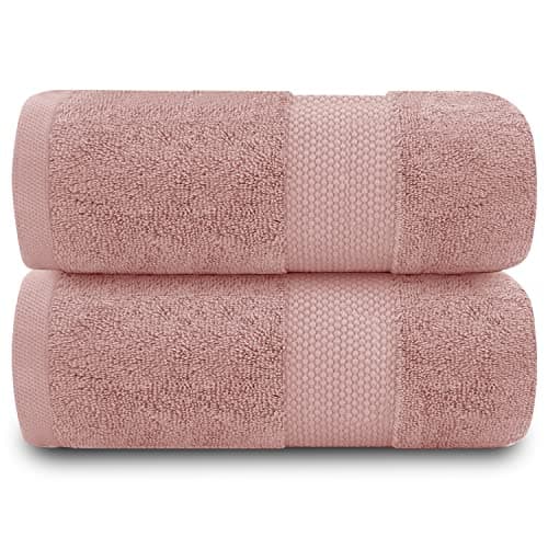 Image of GC GAVENO CAVAILIA 700 GSM Bath Sheets - Large Bath Towels 2 Pack - Egyptian Cotton Towel Set - Quick Dry Towels - Soft Feel Towels, Blush Pink, 90X140