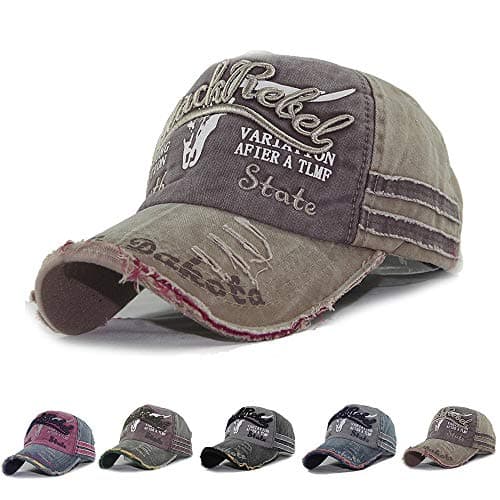 Image of CheChury Cap Summer Cap Vintage Cotton Baseball Cap Unisex Distressed Snapback Trucker Hat Khaki