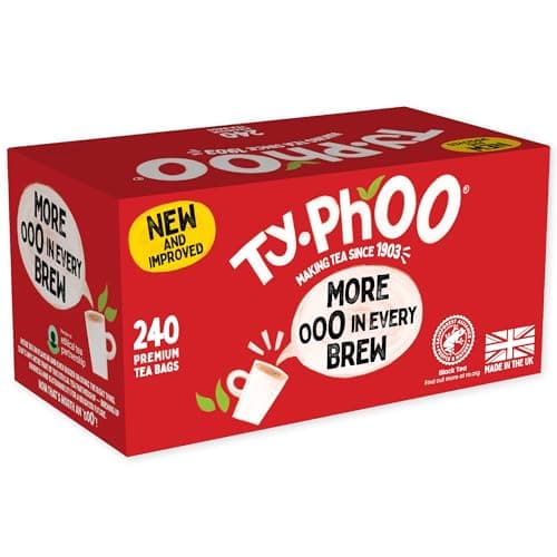 Image of Typhoo • 240 Premium Black Tea Bags • Ethically Sourced Tea Leaves • Packed in the UK • Refreshing Everyday Blend • Bold and Full of Flavour
