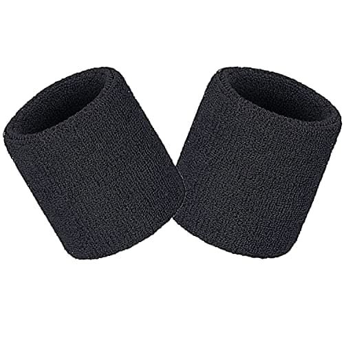 Image of Wristbands Sweatbands Wrist Men Women 2 PCS Sports Sweat Bands for Gym Sports Tennis Running Exercise Basketball Moisture Wicking (2 pcs -Black)