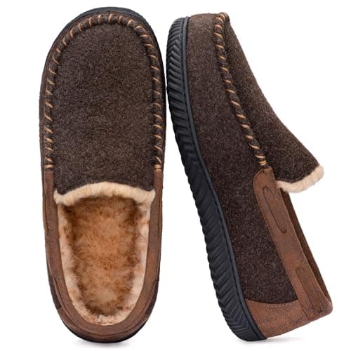 Image of RockDove Men's Hearthfire Memory Foam Moc Slipper, Size 7 UK Men, Mocha