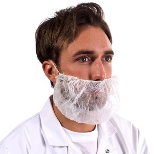 Image of Supertouch Non-Woven Beard Mask – Disposable Beard Cover for Food Processing, Pharmaceutical & Clinical Use – Latex-Free Beard Snood PPE, White(Pack of 100)