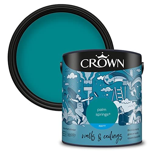 Image of CROWN Palm Springs - Matt Emulsion Paint - Water Based, Quick Dry - Teal Paint for Walls & Ceilings - 2.5L