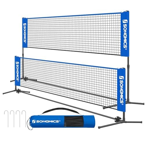 Image of SONGMICS 3 m Badminton Net, Volleyball Net, Adjustable Height Poles Portable Set for Tennis, Beach-Volleyball, for Garden, Park, Outdoor, Blue SYQ300V1