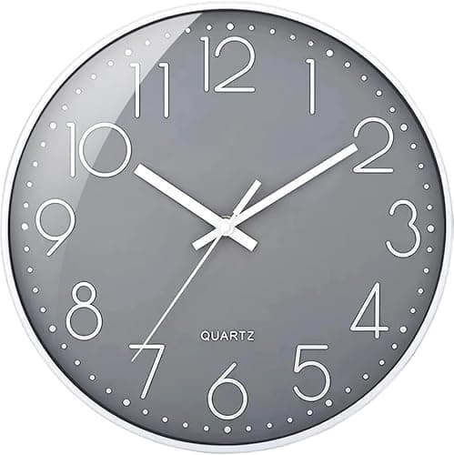 Image of SIN&MI Wall Clock Non-Ticking Silent Battery Operated Round Wall Clock Modern Simple Style Decor Clock for Home/Office/School/Kitchen/Bedroom/Living Room/8.5 Inch Grey