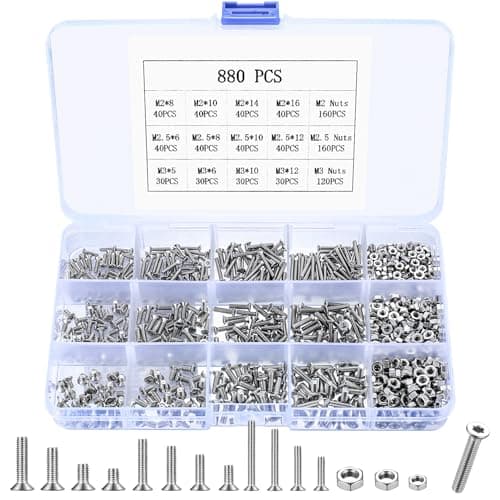 Image of M2 M2.5 M3 Bolts and Nuts Set, 880 Pcs Metric Torx Drive Countersunk Head Screws Bolts Set, Nuts and Bolts Set, Flat Head Machine Screws and Nuts Assortment Kit for Home Bicycle Motorcycle Repair