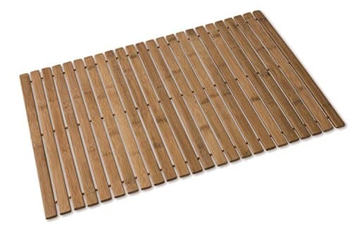 Image of Rectangular Bamboo Slatted Folding Duck Board Bathroom Bath Non Slip Shower Mat.