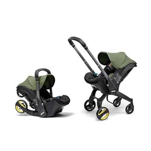Image of Doona i Baby Car Seat & Travel Stroller Desert Green - Convertible 0+ Car Seat and Pram with 5 Point Safety Harness - Ergonomic Pushchair and Travel System - ISOFIX Base Sold Separately
