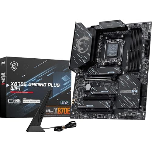 Image of MSI X870E Gaming Plus WiFi Motherboard, ATX - Supports AMD Ryzen 9000/8000/7000 Processors, AM5-60A SPS VRM, DDR5 Memory Boost 8200+ MT/s (OC), PCIe 5.0 x16 & 4.0 x4, M.2 Gen5, Wi-Fi 7, 5G LAN LAN