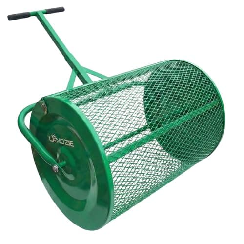 Image of LANDZIE - The Original 24 Inch Compost and Peat Moss Spreader Roller - Top Soil, Sand, Manure, Mulch, Top Dressing Lawn and Garden Spreader