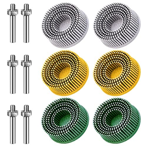 Image of 6 Pack 2 Inch Bristle Disc Grit 50# 80# 120# with 1/4" Shank Attachment Abrasive Coating Removal Disc for Metal (6, 2 inch)