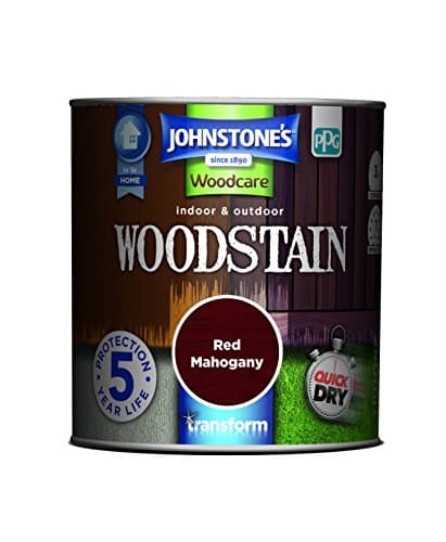 Image of Johnstone’s - Interior & Exterior Woodstain - Red Mahogany | Weathershield, UV Resistant, Quick Drying in 4 hours, Durable & Flake-Resistan, 5 Years Protection | 250ml