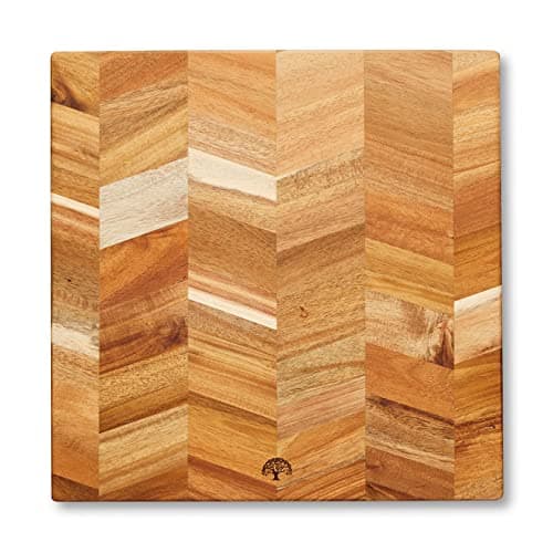 Image of Barbary & Oak Chevron Square Chopping Board, Suitable for Food Preparation and Serving, Acacia Wood Red, BO847024