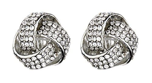 Image of Clip On Earrings - Silver Plated Rhinestone Knot - Honey S