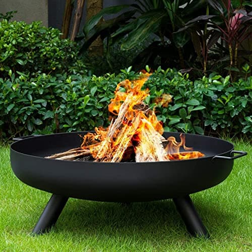 Image of 24" Round Fire Pit Folding Patio Garden Bowl Outdoor Camping Heater Log Burner