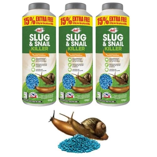 Image of AMICO PACKAGING Doff Slug & Snail Killer Pellets 800g – Ferric Phosphate Slug Control for Gardens, Plants, Vegetables & Flowers – Long Lasting Slug & Snail Repellent, Works in Damp Conditions