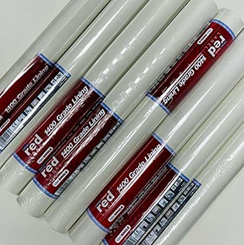 Image of SOPHIE LAURENCE Erfurt Red Label Lining Paper 1400 Grade Single 10m Roll Quality White Plain Wallpaper Available in Pack of 4, 5, 6, 8 (8, White)