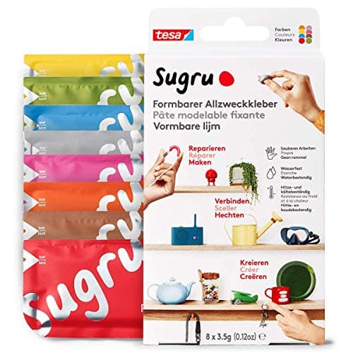 Image of Sugru by tesa Malleable All-Purpose Glue, 8 Pack, 8 x 3.5 g, Multicoloured – Versatile Adhesive Clay – for Decorating, Gluing, Repairing and for Creative DIY Applications