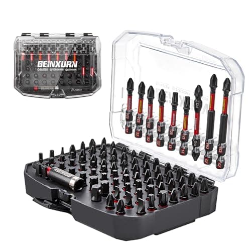 Image of Geinxurn Impact Screwdriver Bits Set, 83Pieces Magnetic Multi S2 Steel Phillips/Pozi/Torx/Hex/Slotted Insert Power Bits Tips Set with Impact Bit Holder and Socket Adapter (Black Storage Box Case)