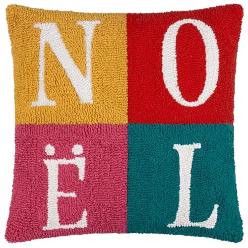 Image of furn. Noelle Loop Cushion Cover – Tufted Textured Bold Festive Christmas Slogan Decorative Case (Multicolour - 45x45cm)