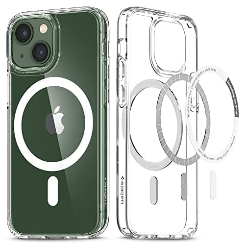 Image of Spigen Ultra Hybrid MagFit Case for iPhone 13 mini, Compatible with MagSafe Accessories [Anti-Yellowing] [Military-Grade Drop Protection] - Clear White