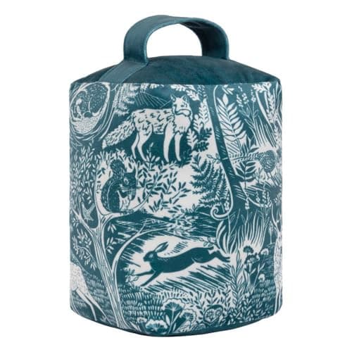 Image of Furn Winter Woods Animal Doorstop – Winter Woodland Animal Design Fabric Weight for Doors (Winter Woods – Midnight Blue)