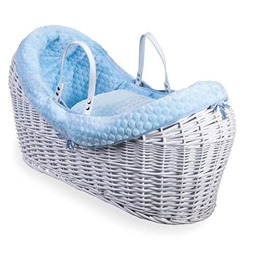 Image of Clair de Lune Marshmallow White Wrapover Noah Pod - Baby Moses Basket - Blue