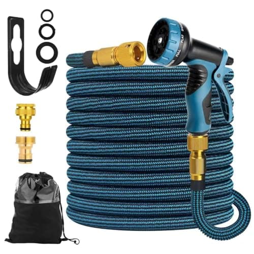 Image of 75FT Garden Hose Expandable Garden Hose with 10 Function Hose Spray Gun/Solid Brass Fittings Leak Proof Lightweight - Used for Gardening Watering etc(75FT)