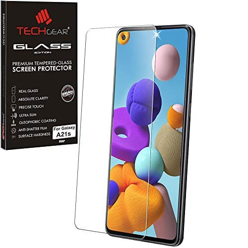 Image of TECHGEAR GLASS Edition Compatible with Samsung Galaxy A21s, Tempered Glass Screen Protector Cover [2.5D Round Edge] [9H Hardness] [Crystal Clarity] [Scratch-Resistant] [No-Bubble]