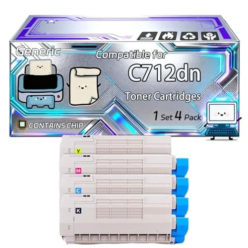 Image of C712dn Toner Cartridges Compatible for Okidata OKI C712DN C712N Printers, With Chip, 10000 Pages, Vibrant Colours (4-Pack BK/C/M/Y)