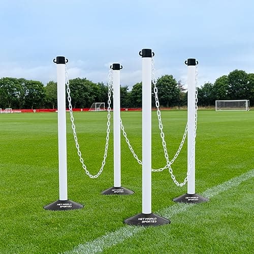 Image of FORZA Freestanding Plastic Post & Chain Barrier Set - 5x Colours | 6mm or 8mm Thickness (6mm, White Posts & Chains)