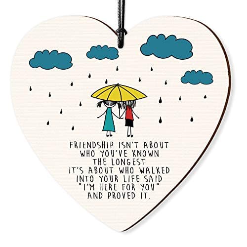 Image of Dorothy Spring Friendship Wooden Heart Wall Sign Plaque Gift for Friends Inspirational Keepsake Quote I'm Here for You