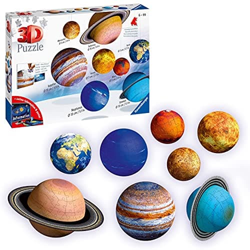 Image of Ravensburger Planetary Solar System 3D Globe Jigsaw Puzzle Set for Kids Age 6 Years Up - Space & Planets - No Glue Required - Easter Presents