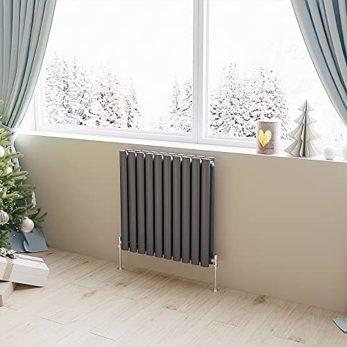 Image of Horizontal Radiator Oval Column Designer Central Heating Rad 600x590mm Double Anthracite