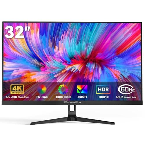 Image of CronusPro 32 Inch 4K UHD Monitor (3840x2160) IPS Panel, 100% sRGB, 4000:1 Contrast, Eye Care, HDR10, 60Hz, AMD FreeSync, HDMI/DisplayPort, Computer Monitor for Designer Office Home Black VESA 75x75mm