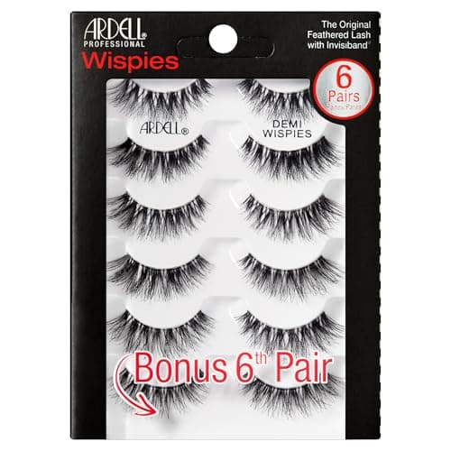 Image of Ardell False Eyelashes Demi Wispies | 6-Pair Multipack | Natural-Looking Wispy Effect | Medium Volume & Length | Comfortable Invisiband | Vegan-Friendly & Cruelty-Free | Pack of 6