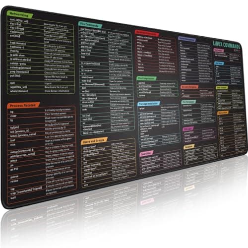 Image of Linux Commands Line Mouse pad - Extended Large Cheat Sheet Mousepad. Shortcuts to Kali/Red Hat/Ubuntu/OpenSUSE/Arch/Debian/Unix Programmer. XXL Non-Slip Gaming Desk mat